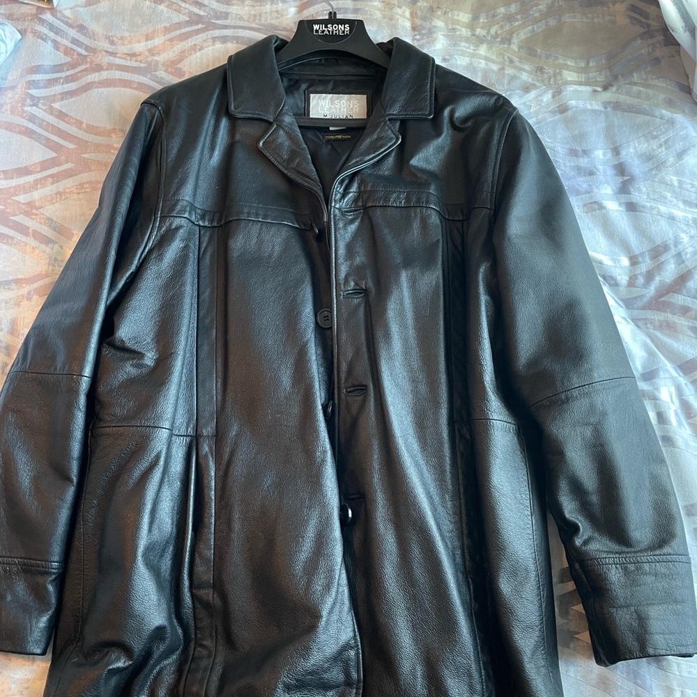Wilsons Leather Black Trench Coat